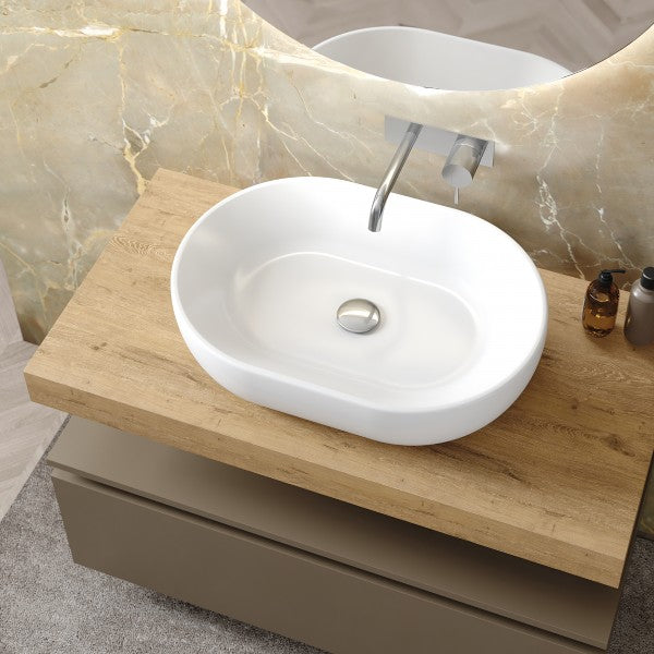 Lavabo da appoggio 60x42 cm in Ceramica Bianca BathCore Modello EURUS60