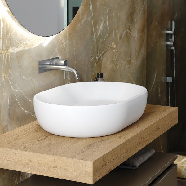 Lavabo da appoggio 60x42 cm in Ceramica Bianca BathCore Modello EURUS60