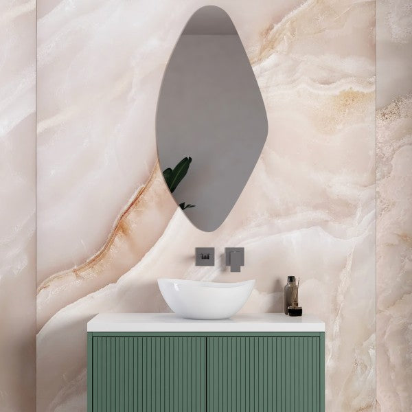 Lavabo da appoggio 38x38 in ceramica bianca BathCore modello LOTUS40