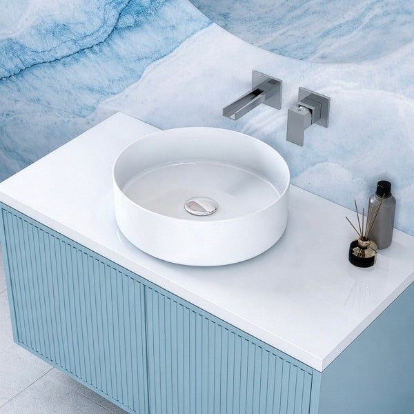 Lavabo da appoggio tondo diametro 36 cm in ceramica bianca BathCore modello Lumen 36