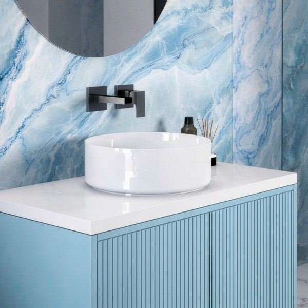 Lavabo da appoggio tondo diametro 36 cm in ceramica bianca BathCore modello Lumen 36