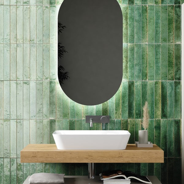 Lavabo da appoggio 54x40 in ceramica bianca BathCore modello ROS55