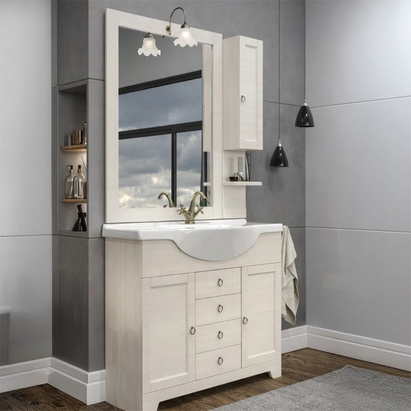 Mobile bagno a terra con specchiera e lavabo integrato Cubi&Co modello Sagittario - Bianco Decapé