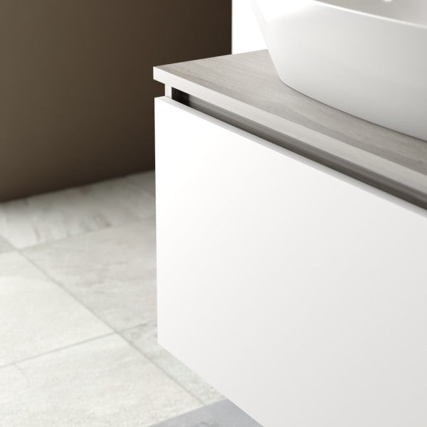 Mobile Bagno sospeso 105 cm  Cubi&Co con specchio esagonale, lavabo  e base Olmo/Bianco Opaco