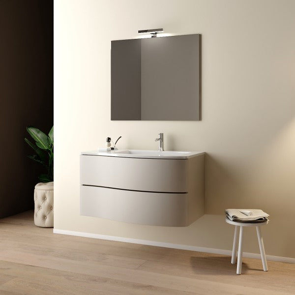 Mobile Bagno sospeso 90 cm  Cubi&Co con specchio e lavabo integrato Laccato Cashmere ESSE90