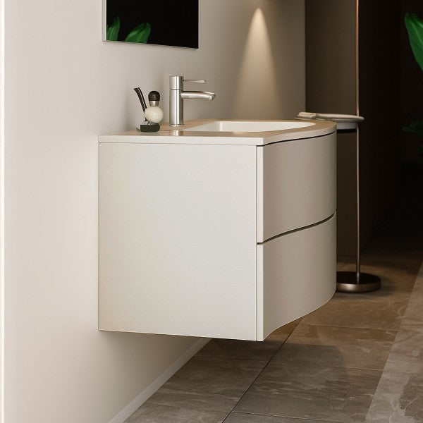 Mobile Bagno sospeso 90 cm  Cubi&Co con specchio e lavabo integrato Laccato Cashmere ESSE90