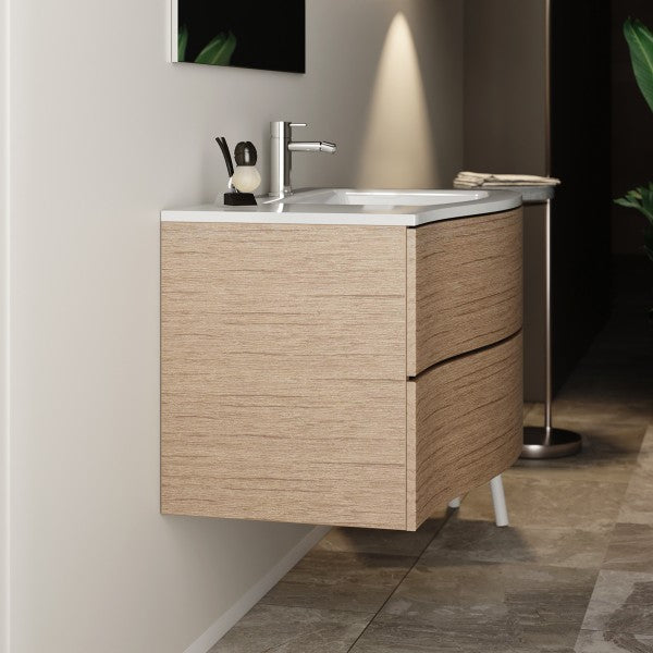 Mobile Bagno sospeso 90 cm  Cubi&Co con specchio e lavabo integrato Legno Sanremo  ESSE90