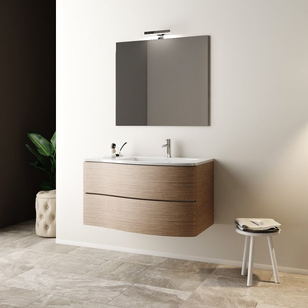 Mobile Bagno sospeso 90 cm  Cubi&Co con specchio e lavabo integrato Legno Sanremo  ESSE90