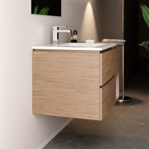 Mobile Bagno sospeso 95 cm  Cubi&Co con specchio , lavabo  e base Legno Sanremo