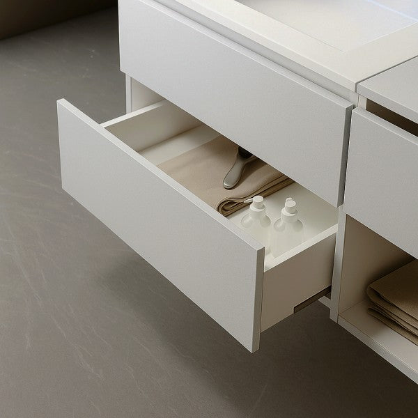 Mobile Bagno sospeso 95 cm  Cubi&Co con specchio , lavabo  e base Legno Stone White