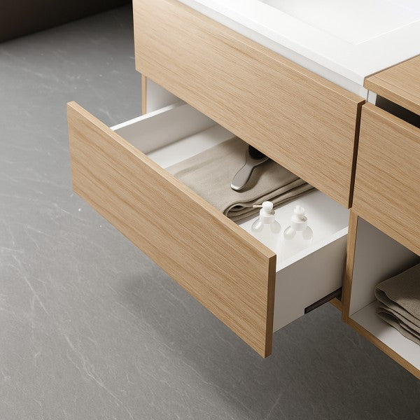 Mobile Bagno sospeso 95 cm  Cubi&Co con specchio , lavabo  e base Legno Sanremo