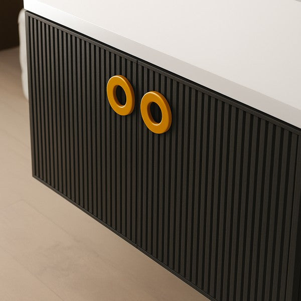Mobile Bagno sospeso 90 cm  Cubi&Co con specchio e top per lavabo d'appoggio Stone Grey MARGOT