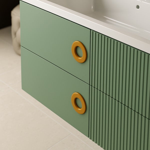 Mobile Bagno sospeso 90 cm  Cubi&Co modello SOLE90 con lavabo e base Verde Salvia