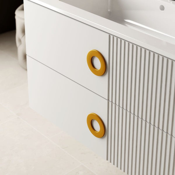 Wall-hung bathroom cabinet with integrated sink model Margherita - Matte White