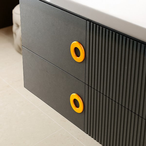 Mobile Bagno sospeso 90 cm  Cubi&Co modello SOLE90 con lavabo e base Grigio Pietra