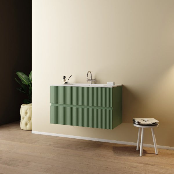Mobile Bagno sospeso 80 cm  Cubi&Co senza specchio con lavabo  e base Laccato Verde Salvia