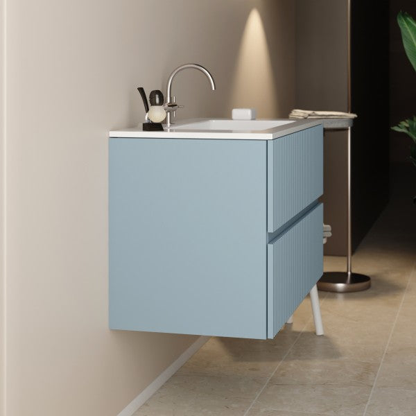 Wall-mounted bathroom cabinet with integrated sink model Splendore - Dusty Blue