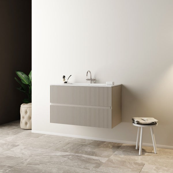 Mobile Bagno sospeso 80 cm  Cubi&Co senza specchio con lavabo  e base Laccato Cashmere