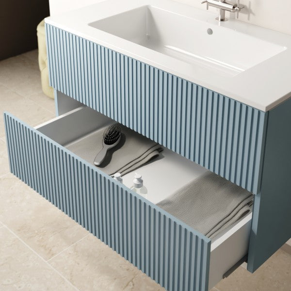 Wall-mounted bathroom cabinet with integrated sink model Splendore - Dusty Blue