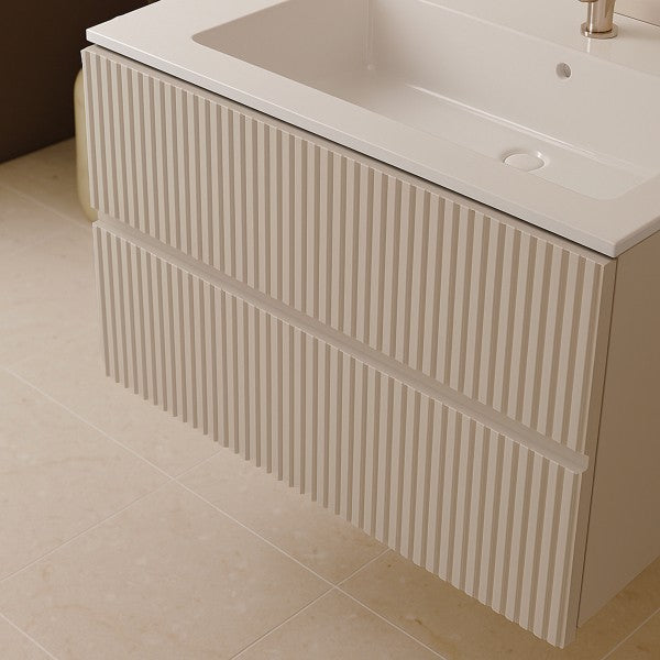 Mobile Bagno sospeso 80 cm  Cubi&Co senza specchio con lavabo  e base Laccato Cashmere