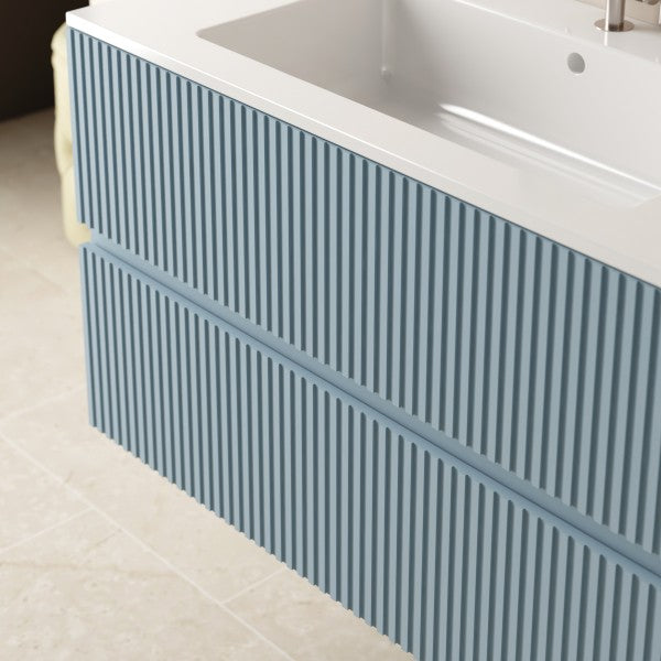 Wall-mounted bathroom cabinet with integrated sink model Splendore - Dusty Blue