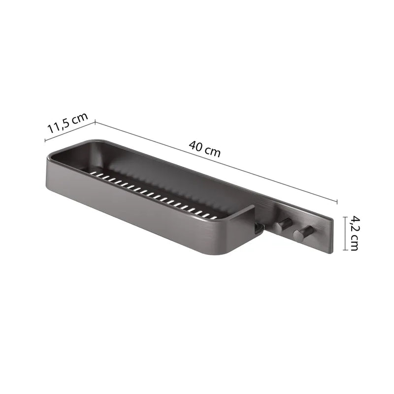 Portaoggetti rettangolare per doccia con appendini in Acciaio AISI 304 Gedy serie Il Giglio - Gun Metal