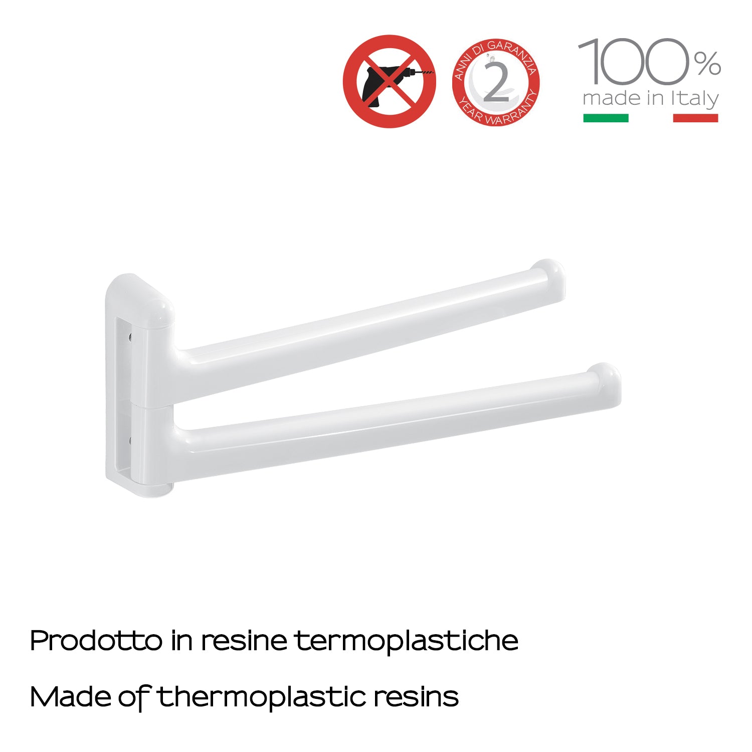 Porta asciugamani a snodo di Gedy serie Junior - Bianco by CeramicStore | Lo specialista del tuo bagno