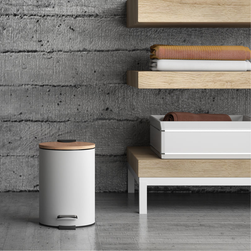 Porta rifiuti 3 litri modello Kenta in bambu'/bianco by CeramicStore | Lo specialista del tuo bagno