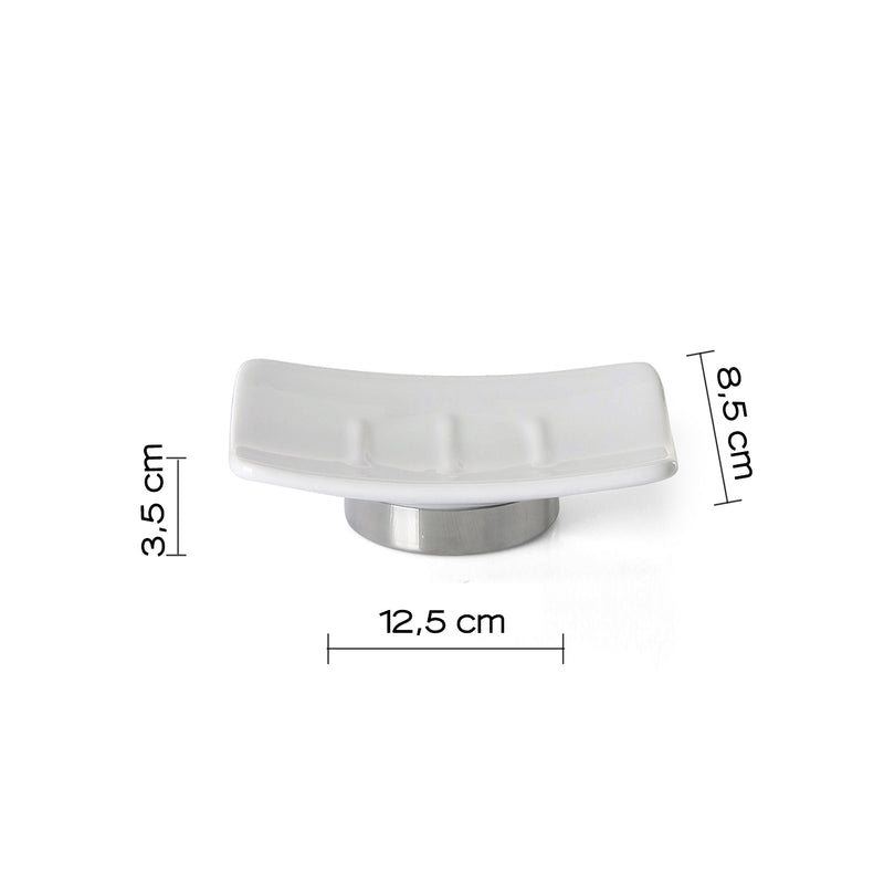 Portasapone in ceramica e Acciaio Inox Gedy serie Petunia - Bianco