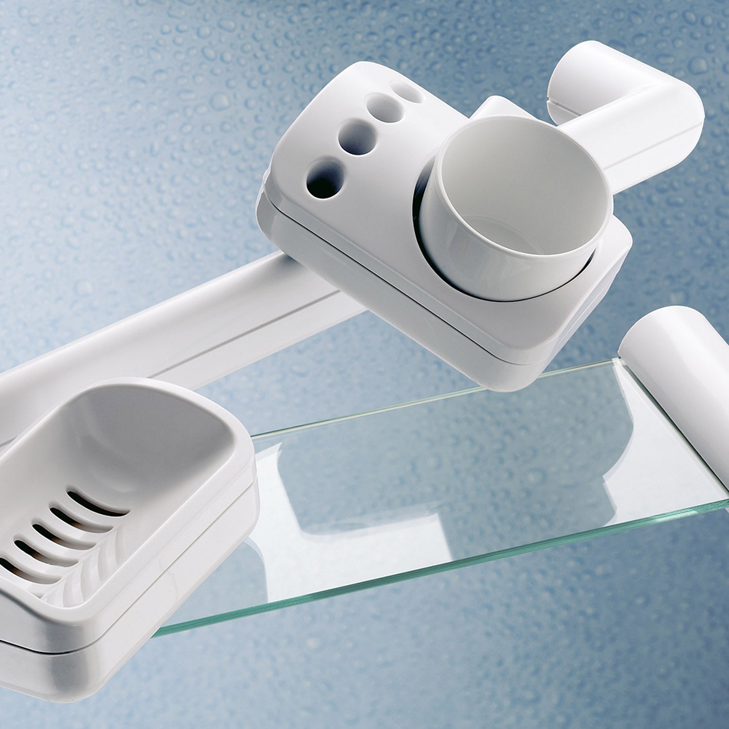 Mensola 60 cm con vetro di Gedy serie 2900 - Bianco