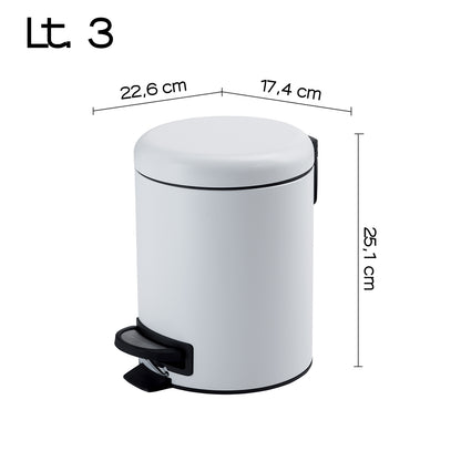 Portarifiuti 3 lt in Acciaio Inox modello Potty di Gedy - Bianco Matt by CeramicStore | Lo specialista del tuo bagno
