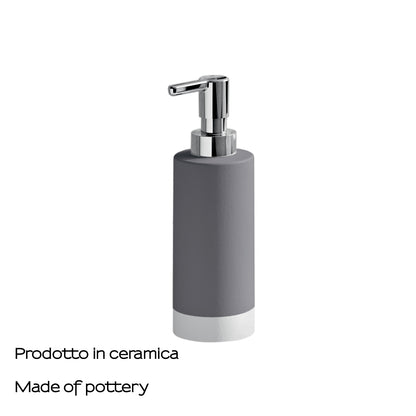 Dispenser sapone in ceramica con erogatore cromato Gedy serie New Mizar - Grigio