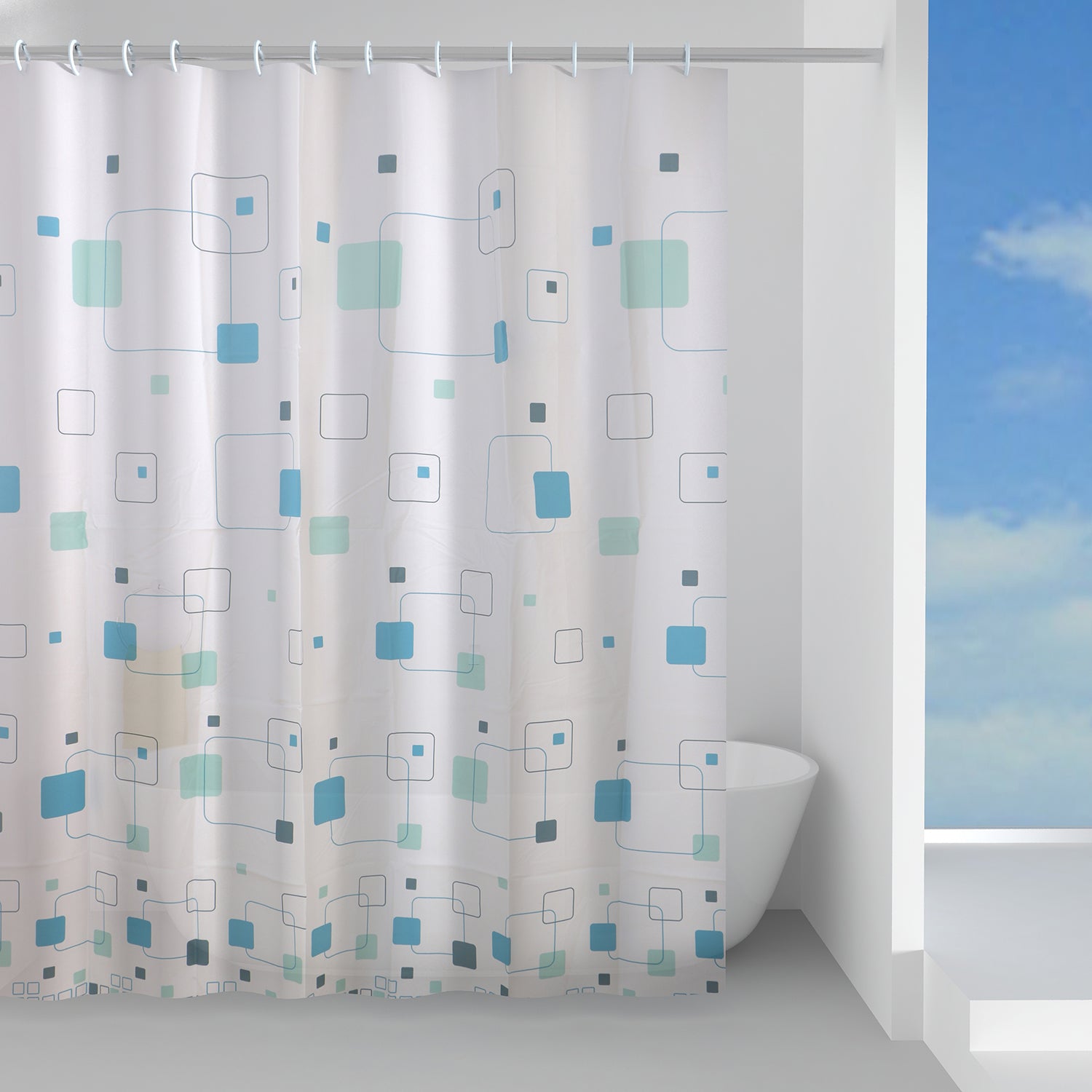 Tenda doccia in Peva 120x200 cm modello Schema di Gedy - Celeste e Turchese by CeramicStore | Lo specialista del tuo bagno