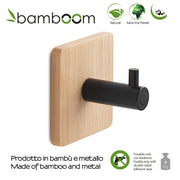 Appendiabiti modello Juncos singolo quadrato in bambu'/nero e metallo by CeramicStore | Lo specialista del tuo bagno