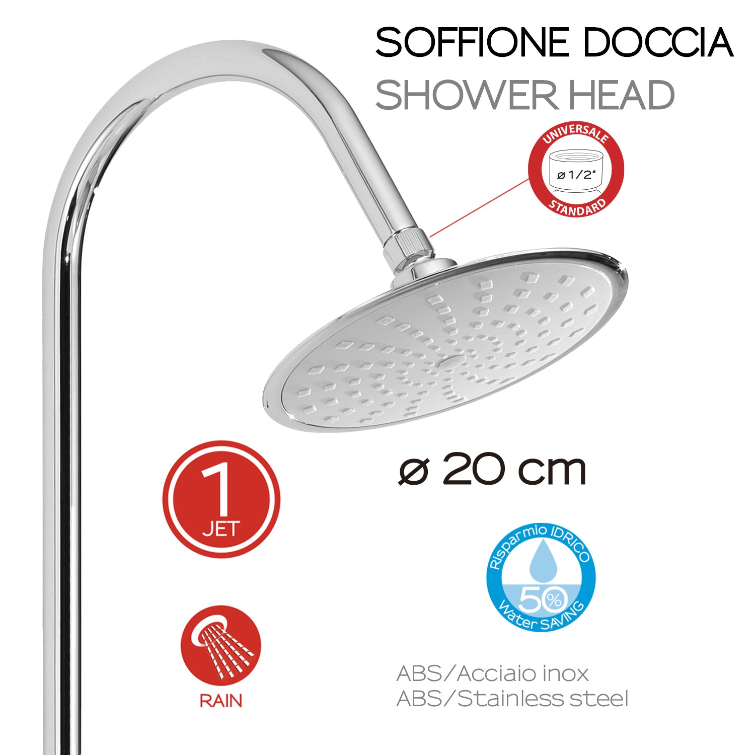 Colonna doccia regolabile con soffione tondo e doccetta a 4 getti di Gedy modello Easy 02 - Cromato by CeramicStore | Lo specialista del tuo bagno
