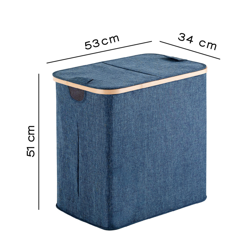 Portabiancheria modello Yoshi 87 litri di colore blu in bambu' e poliestere by CeramicStore | Lo specialista del tuo bagno