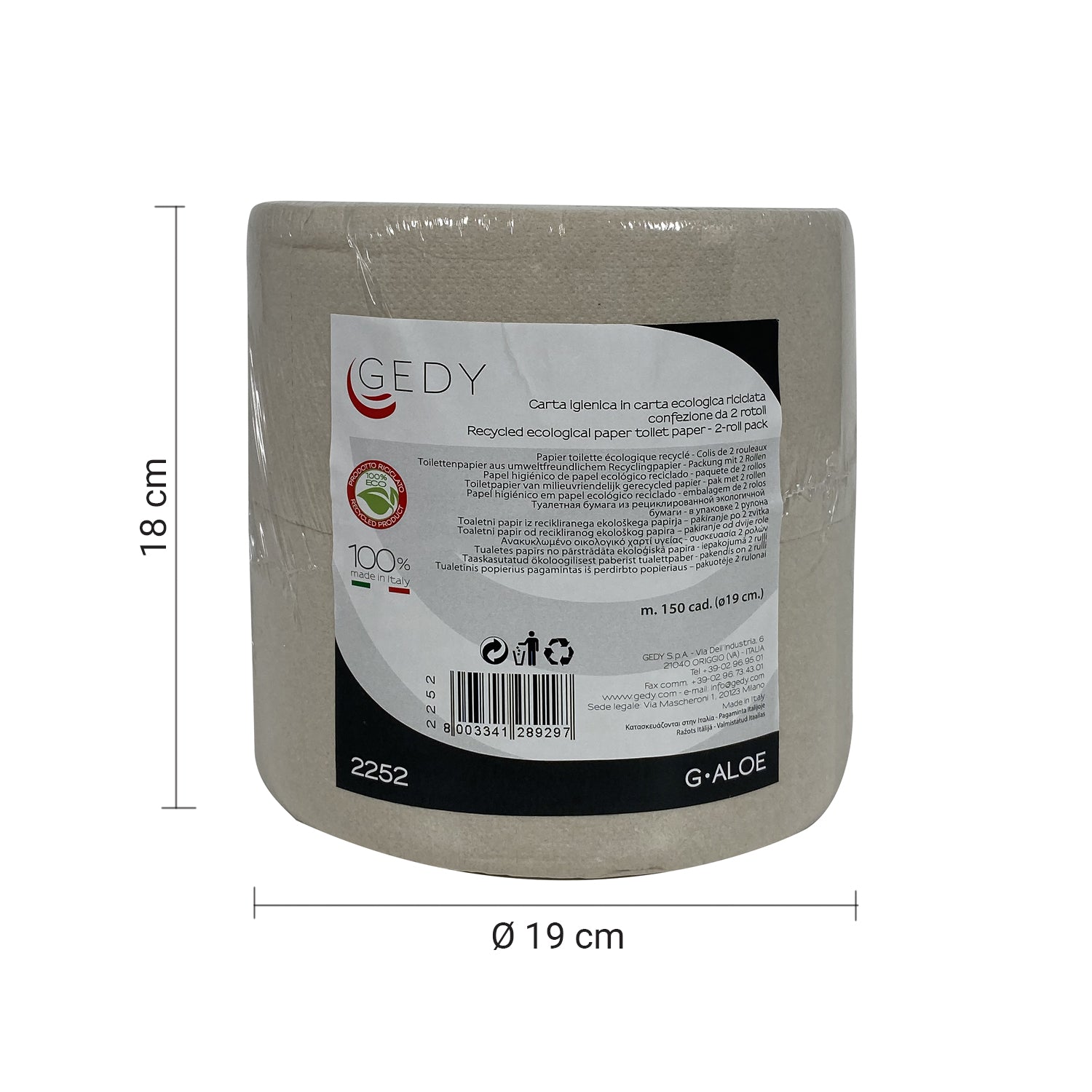 Gedy Aloe Carta Igienica Ecologica - 2 Rotoli 19 Cm by CeramicStore | Lo specialista del tuo bagno
