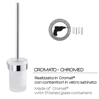 Scopino da muro con ciuffo in setole Gedy serie Pirenei - Cromato by CeramicStore | Lo specialista del tuo bagno