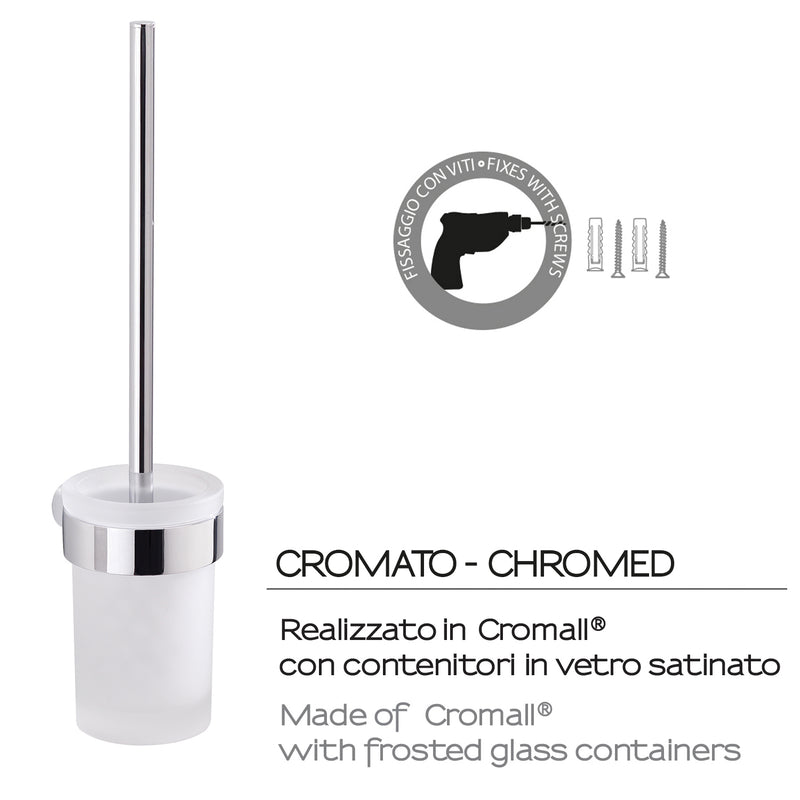 Scopino da muro con ciuffo in setole Gedy serie Pirenei - Cromato by CeramicStore | Lo specialista del tuo bagno