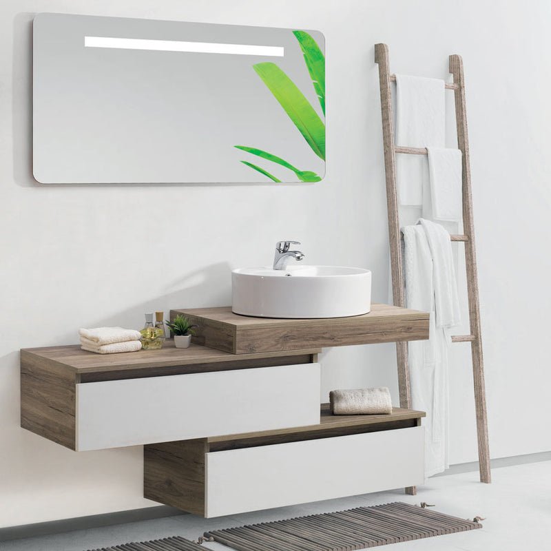 Mobile bagno sospeso Amleto con lavabo e specchio Made in Italy - Cubi&Co