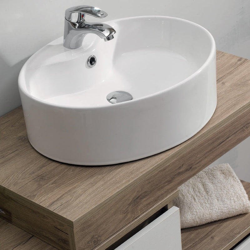 Mobile bagno sospeso Amleto con lavabo e specchio Made in Italy - Cubi&Co