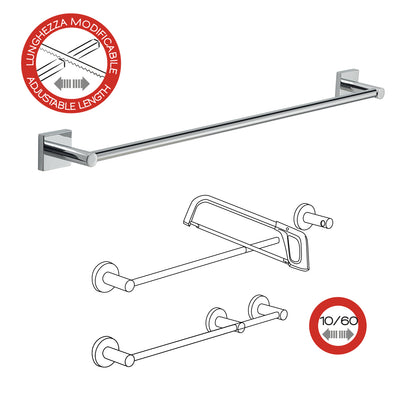 Portasalviette a muro 60 cm Fuji di Gedy - Cromato by CeramicStore | Lo specialista del tuo bagno