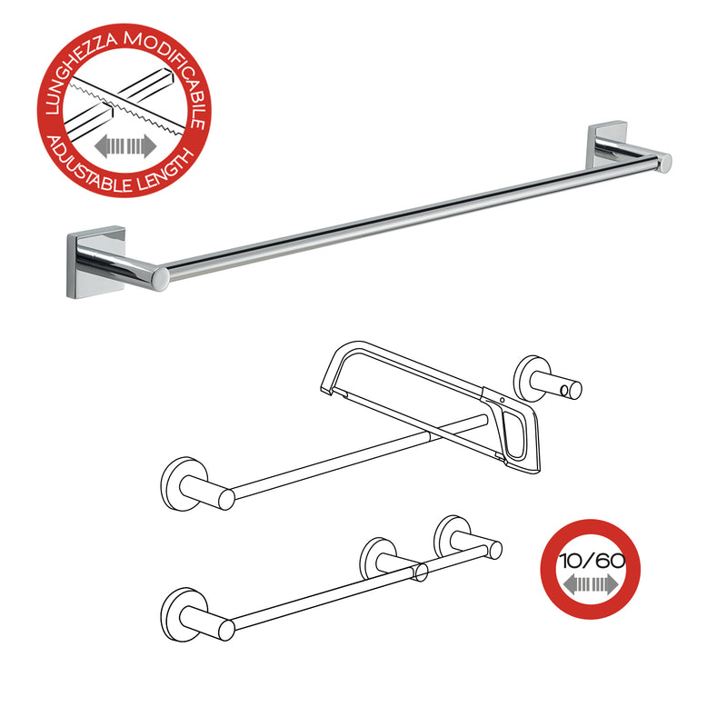 Portasalviette a muro 60 cm Fuji di Gedy - Cromato by CeramicStore | Lo specialista del tuo bagno
