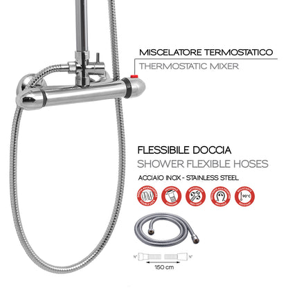 Colonna doccia tonda regolabile modello Easy Mix 01 di Gedy - 108cm/Cromo by CeramicStore | Lo specialista del tuo bagno