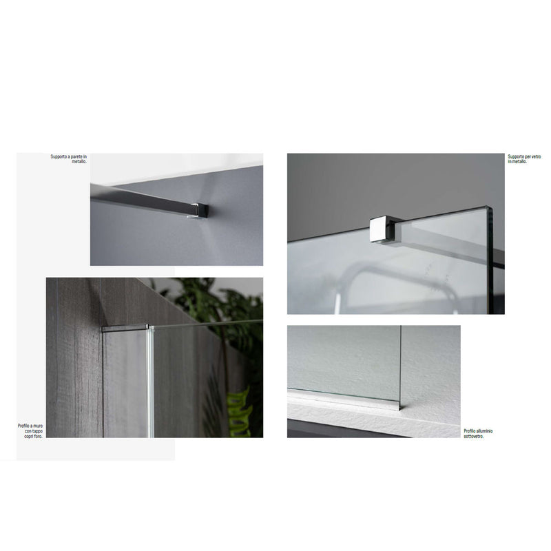 Box Doccia Walk in 100 cm in vetro trasparente 8mm e profili cromo H 200 Trattamento anticalcare - DocciaGo Rain