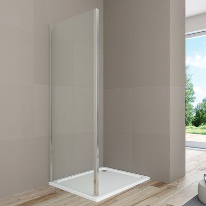 Lato fisso Perla 80 cm alluminio brillantato e cristallo trasparente anticalcare collezione Perla By Docciago