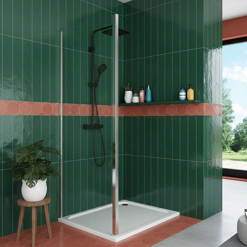 Lato fisso Perla 70 cm alluminio brillantato e cristallo trasparente anticalcare collezione Perla By Docciago