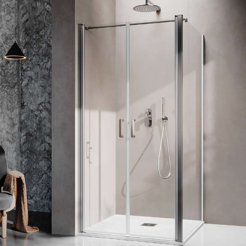 Porta doccia saloon cm 65 in cristallo anticalcare trasparente 6 mm e telaio in alluminio collezione Way by DocciaGo