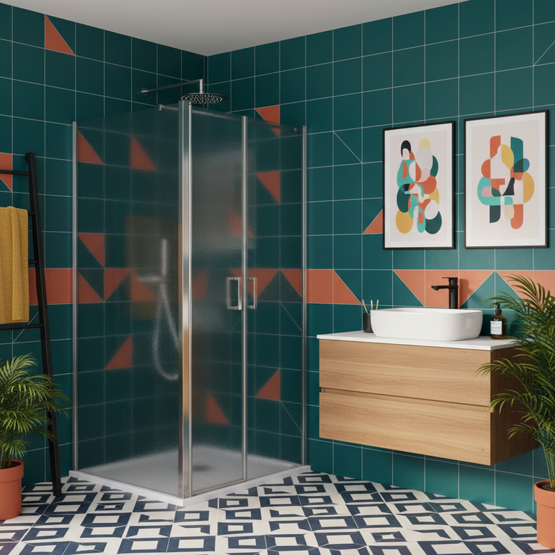 Porta doccia saloon cm 80 in cristallo anticalcare Opaco 6 mm e telaio in alluminio collezione Way by DocciaGo