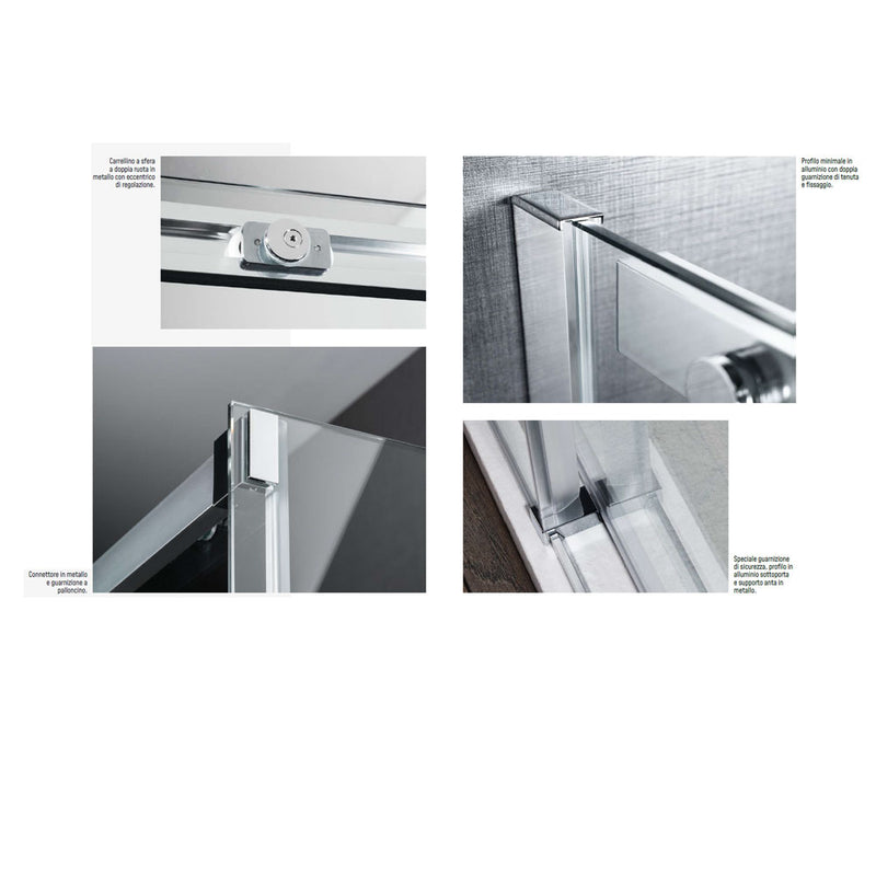 Box Doccia Angolare 140x80 con Porta scorrevole + Lato Fisso in Cristallo Temperato da 8 mm Anticalcare - DocciaGo  PureGlass